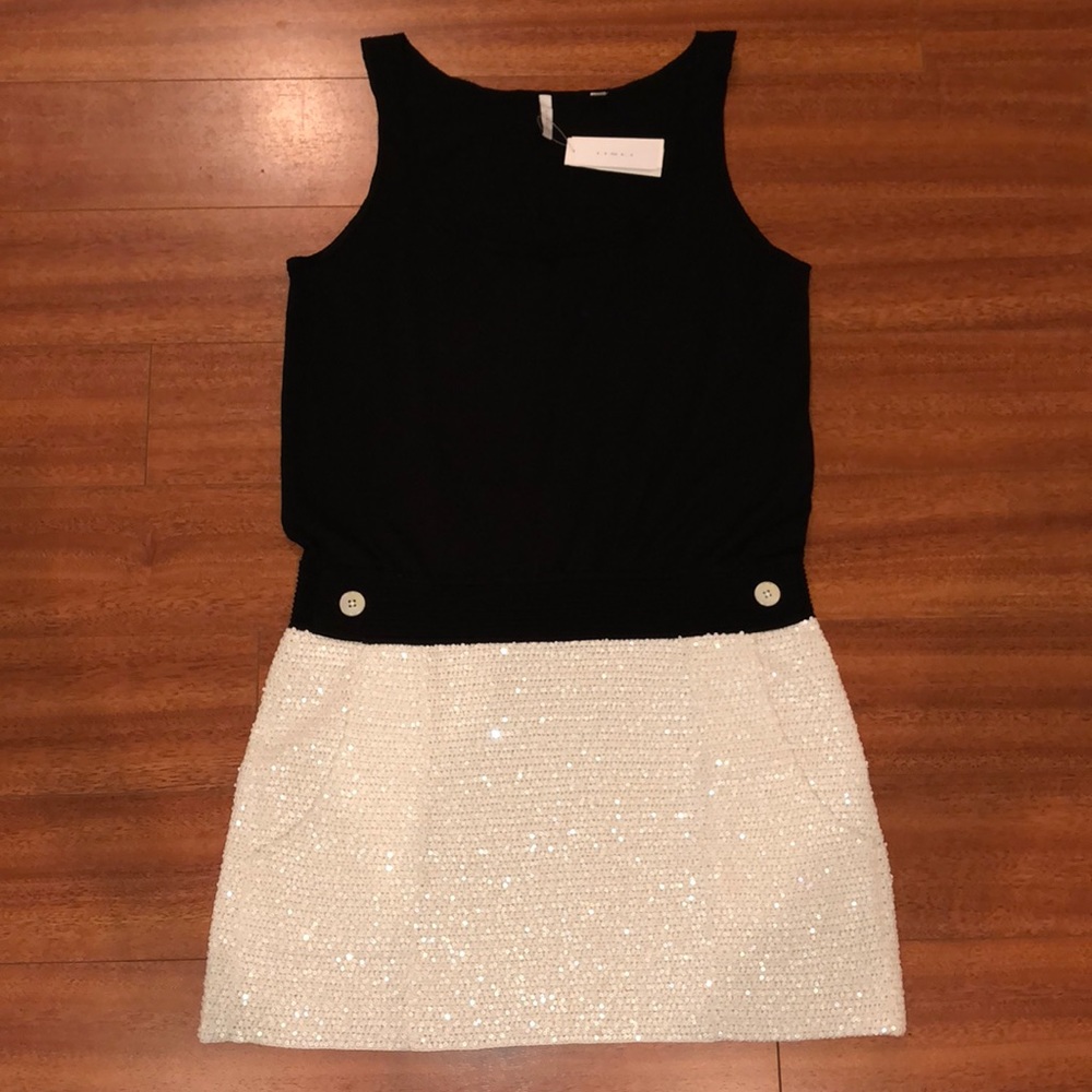 Luxurious Black and White Handmade Sequin Dress